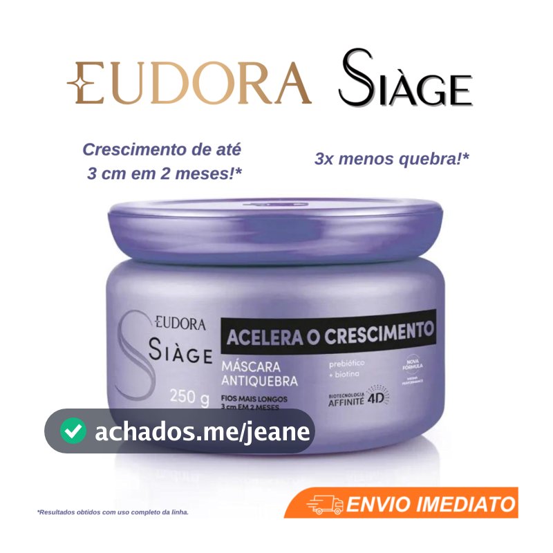 Máscara Capilar Eudora Siàge Acelera o Crescimento 250g