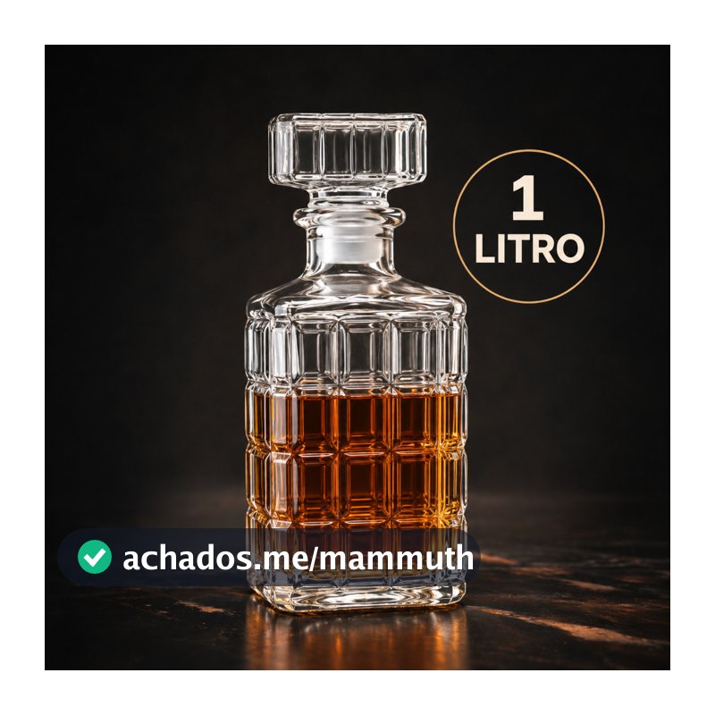 Garrafa de Vidro Cristal 1L para Whisky Licor Decanter Elegante Premium Tampa Vedante Porta Bebidas Luxo