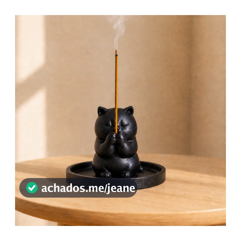 Incensário Gatinho Porta Incenso Decorativo Minimalista Moderno Zen