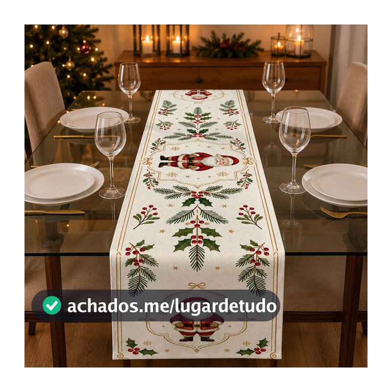 Caminho De Mesa Tema Natal Para Mesa Posta Em Tecido Sublimado