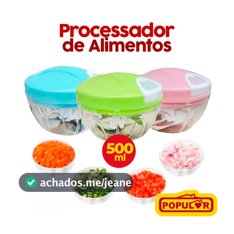 Processador Triturador de 500ML/ Grande de Alimentos Manual, 3 ORIGINAL MAHALO