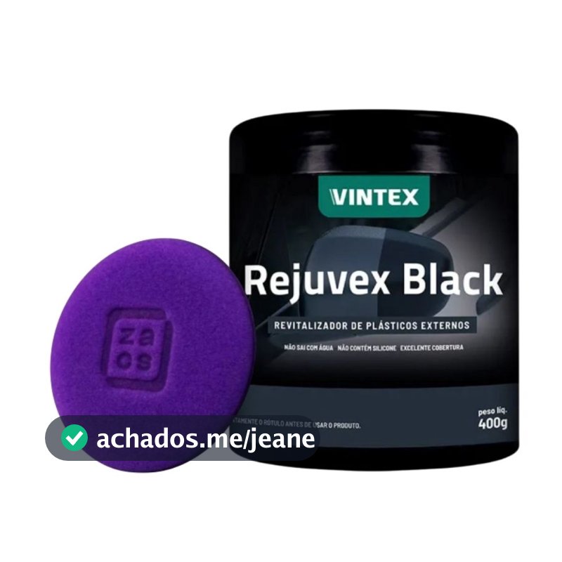 kit Restaurador Revitalizador Plásticos Rejuvex Black 400g + Aplicador Espuma
