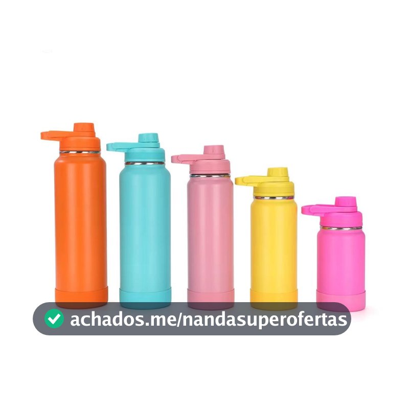 Garrafa Térmica Soft Aço Inox Parede Dupla com Base de Silicone 800ml 1L  1,2L