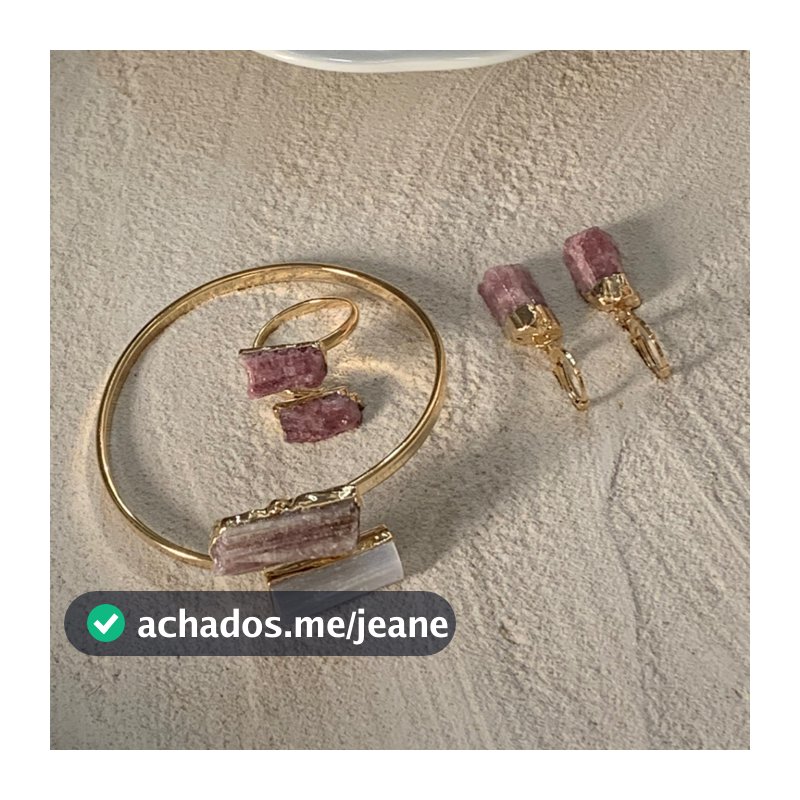 3 Pcs Brinco Feminino Anel e Bracelete em Pedra Natural, Acessórios Vintage  Semijoias de Luxo
