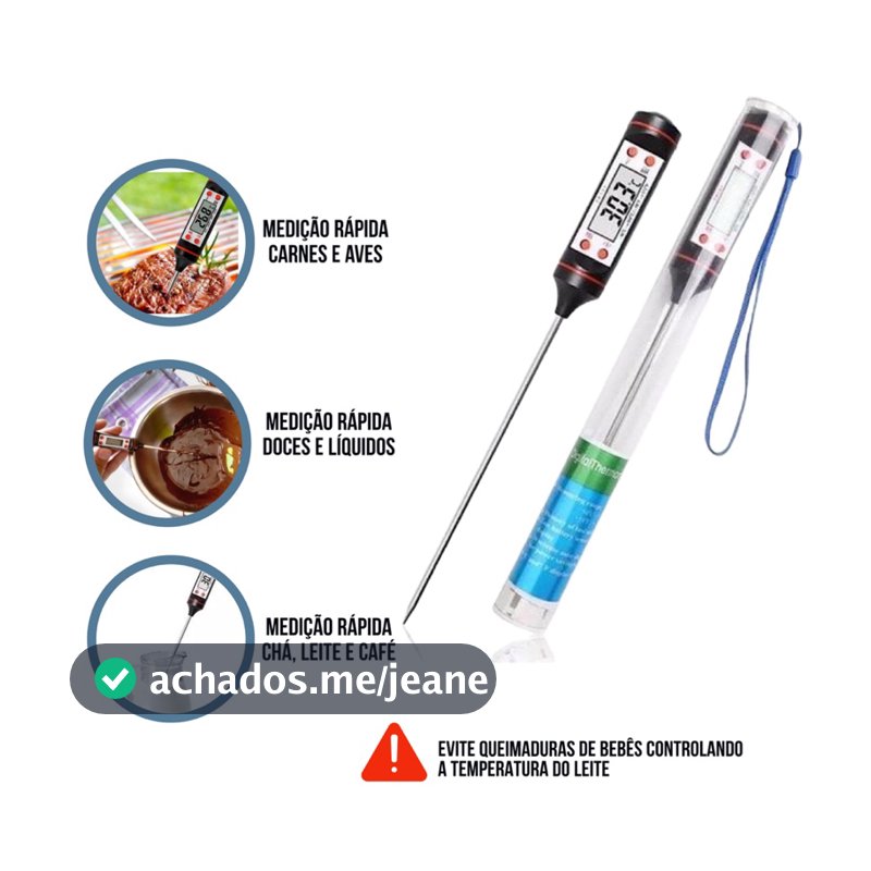 Termômetro Culinário Digital Espeto Tp101 Alimento Cozinha Carnes Bebidas Líquidos Alta Precisão