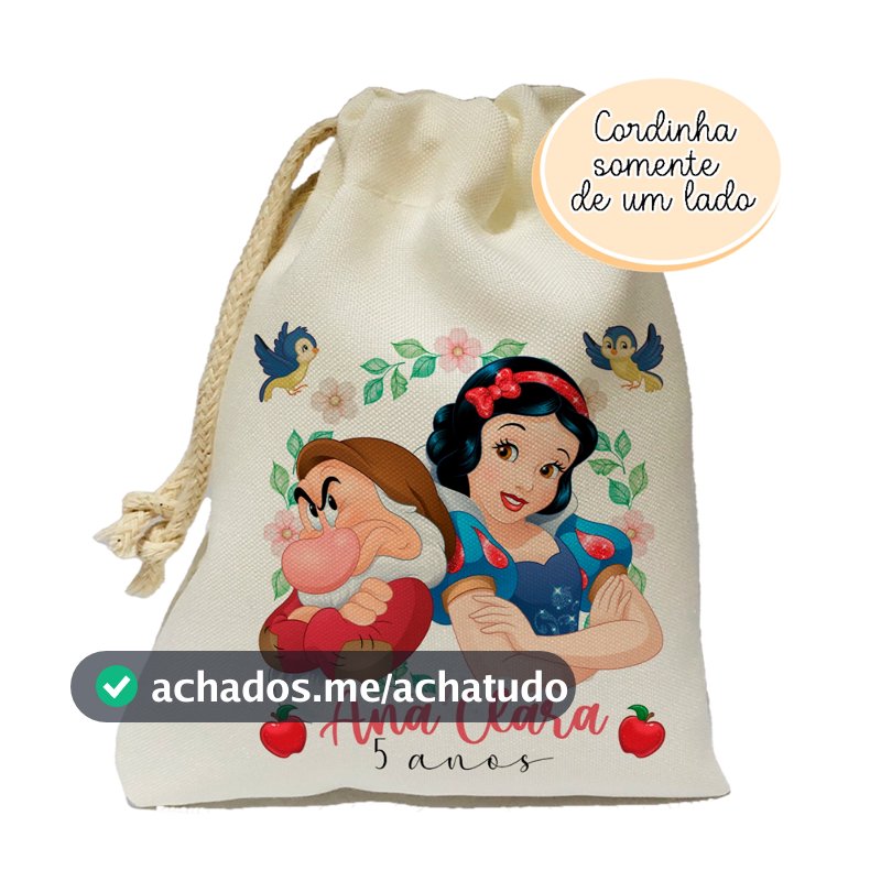 Saquinho Branca de Neve Personalizado com Nome e Idade