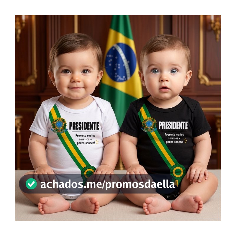 Body Bebê Temático Infantil Presidente Brasil 100% Algodão Confortável