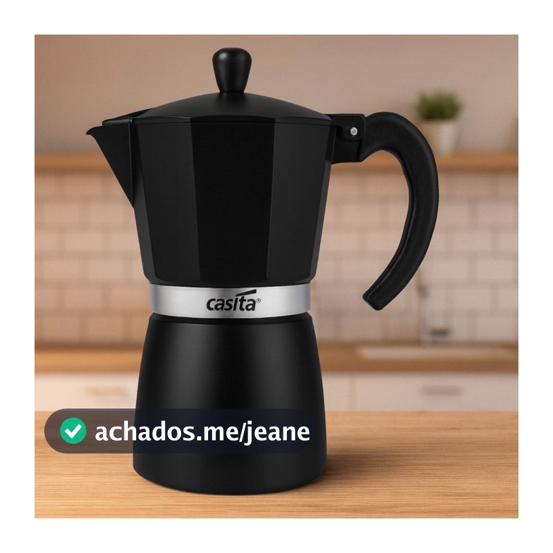 Cafeteira Italiana Casita 6 ou 9 Xícaras (300ml ou 450ml) em Alumínio Preto