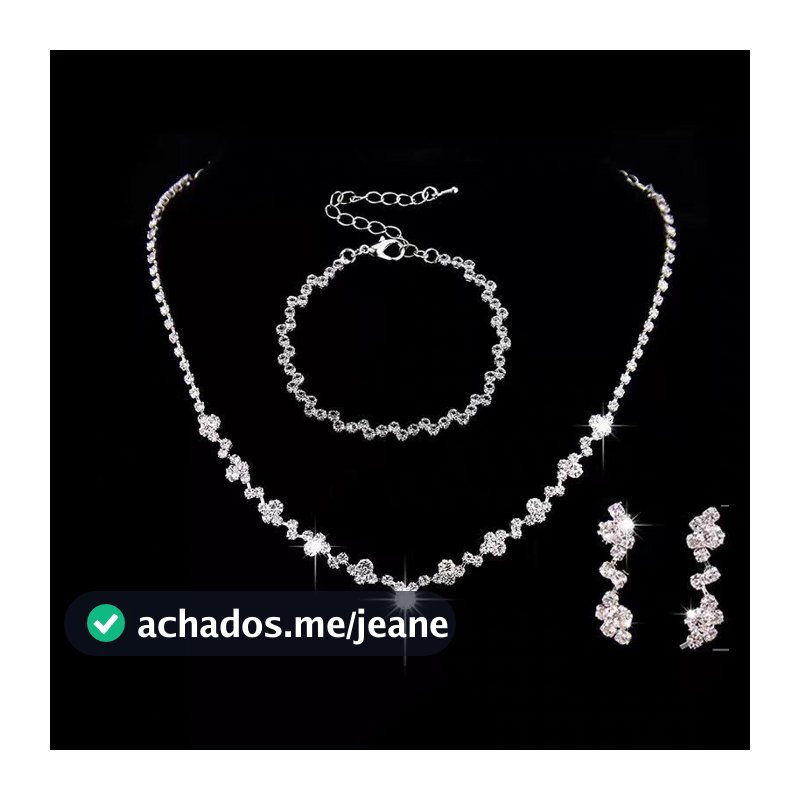 Conjunto De 3 Peças De Colar E Pulseira Com Strass E Flores Para Mulheres Conjunto De Joias 3 Em 1 Para Casamento