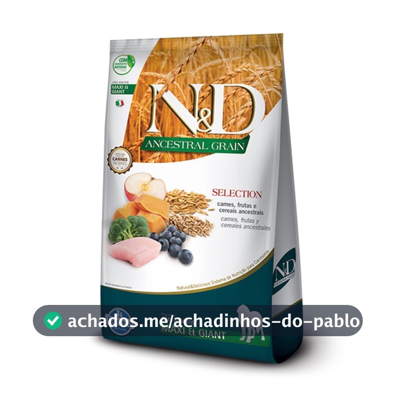 RAÇÃO ND ANCESTRAL GRAIN SELECTION CÃES ADULTOS PORTE GRANDE E GIGANTGE 15KG