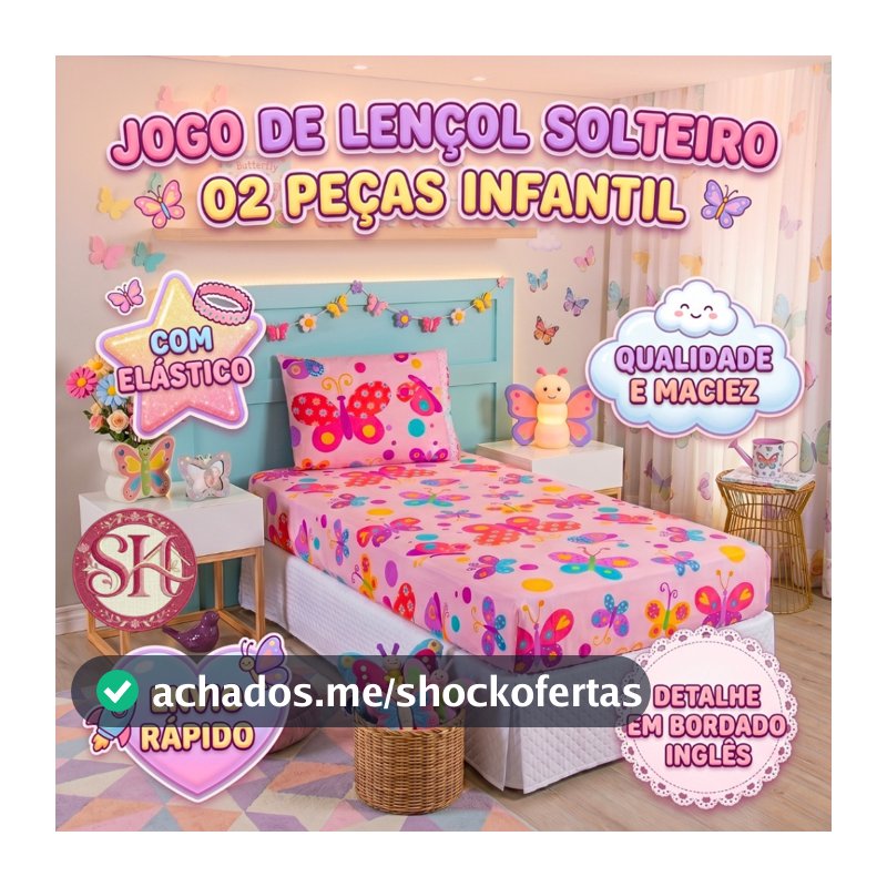 Jogo de Lençol Infantil 2 Peças Solteiro Estampado Menino Menina Crianças