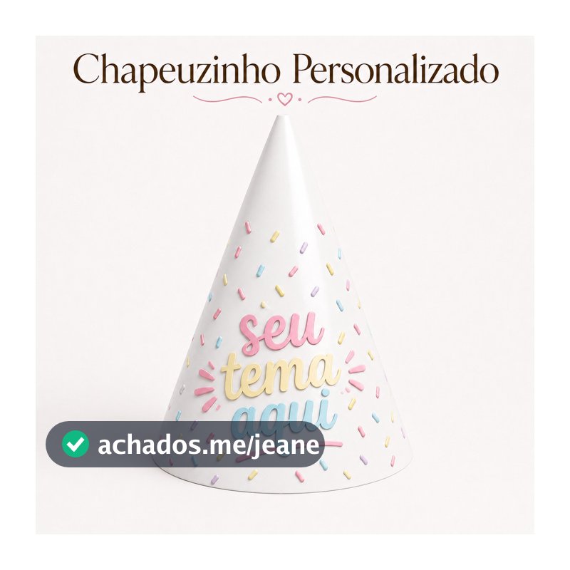 Chapéu de Festa Personalizado - Kit Chapeuzinhos para Aniversário - Kit Para Aniversário - Decoração - Comemoração