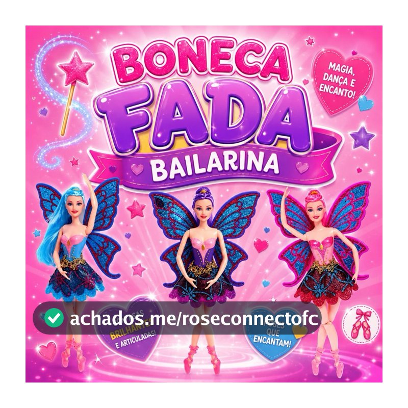Kit com 1/2/3 Bonecas Bailarina Com Asas Brilhante Articulada  Acompanha Pente de Flor  . Frete Grátis Envio Imediato.