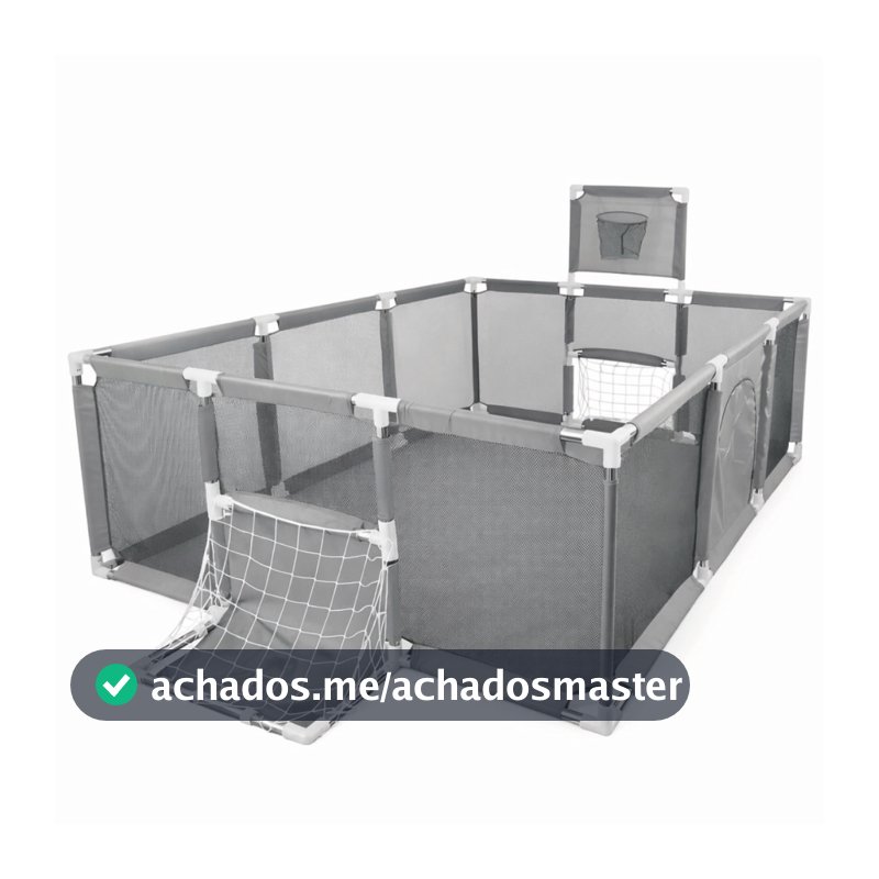 Cercadinho Infantil para Bebê Grande Cinza 180x120x80cm Tela Transparente Baby Bear