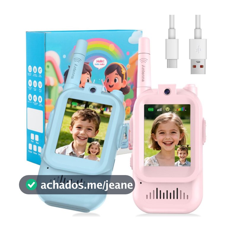 Walkie-Talkie De Vídeo Infantil , Pacote Com 2 Conversor De Voz De Tela E Bate-Papo Em Tempo Real , Presentes De Longo A