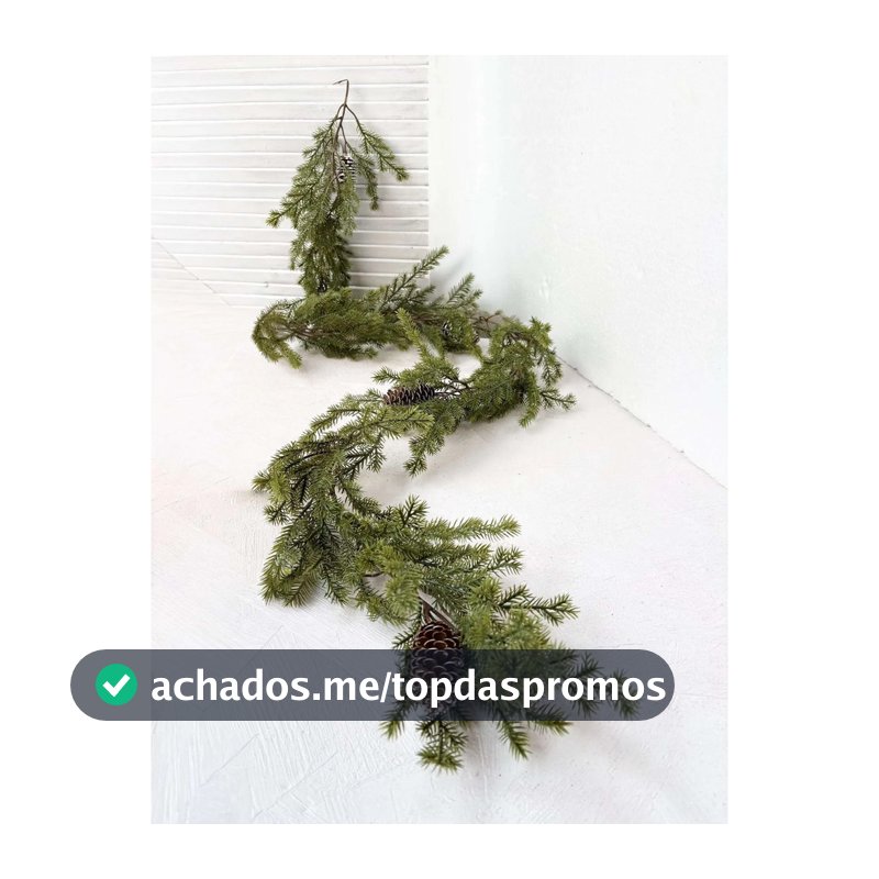 Festão De Galho Aramado De Folhagem Toque Real 1,80cm Pinha Verde