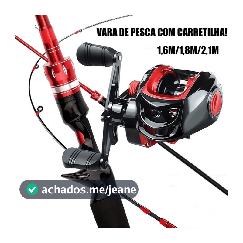Conjunto De 2 Peças Inclui Vara De Pesca De Fundição Longa De 1,6/1,8/2,1 M E Carretel metal 7,2 : 1