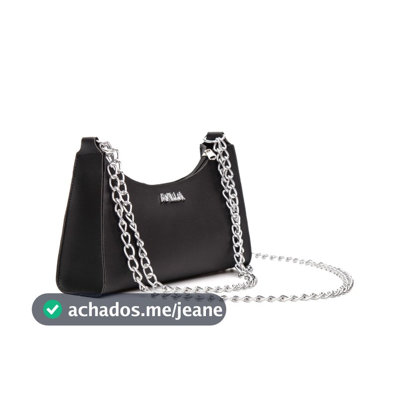 Bolsa Feminina Crossbody Corrente Dupla Transversal Tiracolo Elegante Preta