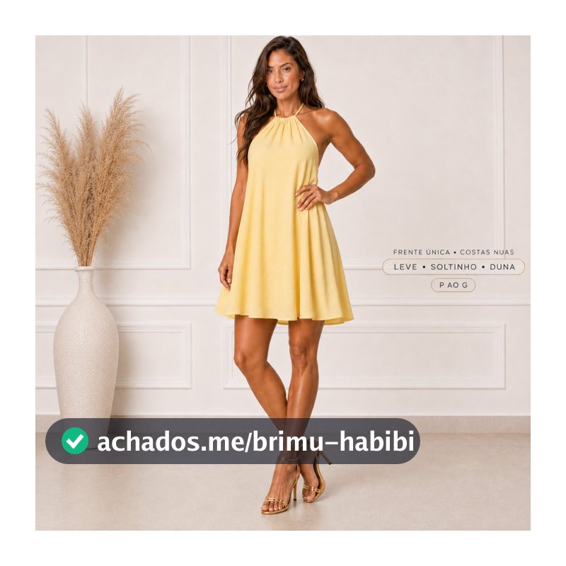 Vestido Verão Feminino Curto Soltinho Frente Única Costas Nuas Tecido Duna