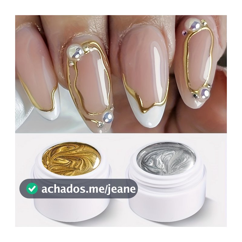 XEIJAYI 2 Peças De Esmalte Em Gel Metálico Pintado Para Unhas , Arte Criativo , Elástico , Pintura Com Cola Pintada , De