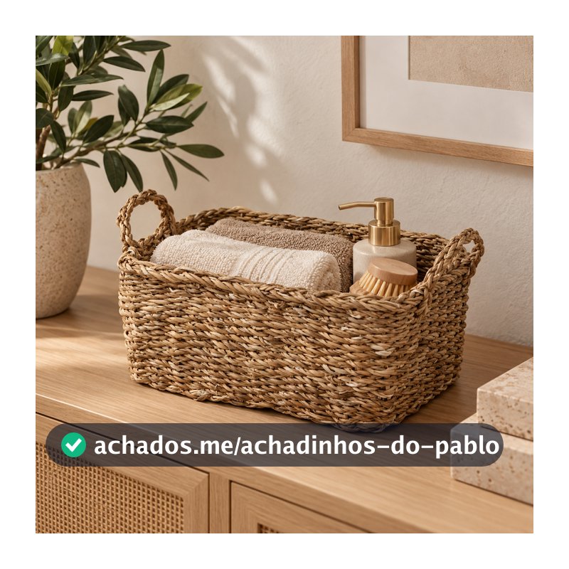 Cesto Decorativo Organizador Multiuso Com Alças Para Sala Quarto Banheiro E Closet