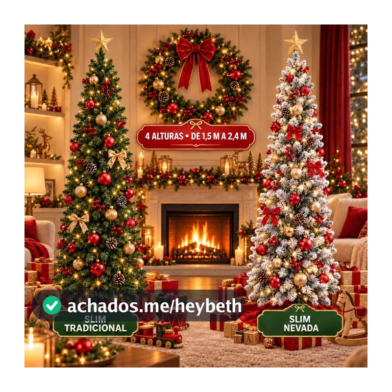Árvore Natal Slim 240cm 900 Galhos Pinheiro Tradicional/Nevada Luxo Decoração 1.5m/1.8m/2.1m LuvinCo