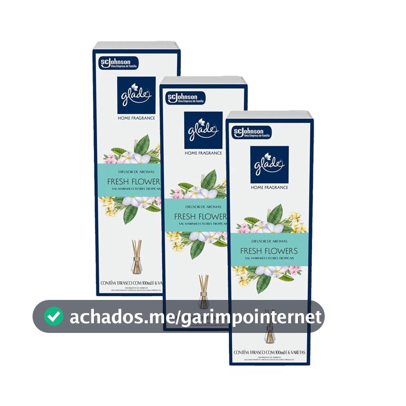 Kit 3 Difusor de Aromas Fresh Flowers Glade Home Fragrance 100ml cada