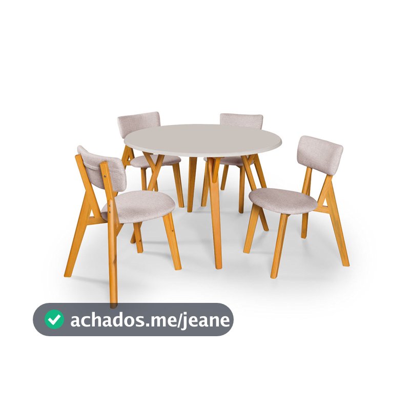 Conjunto Sala de Jantar 4 Cadeiras Mesa Redonda 110cm