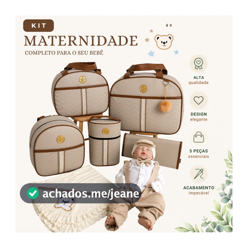 Kit 5 Peças Bolsas Maternidade Completo Com Saída Maternidade