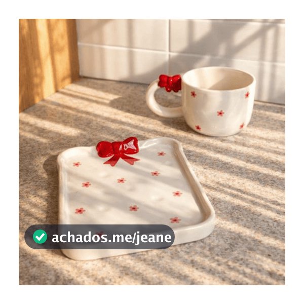 KIT PRATO + CANECA LACINHO - FLORZINHA