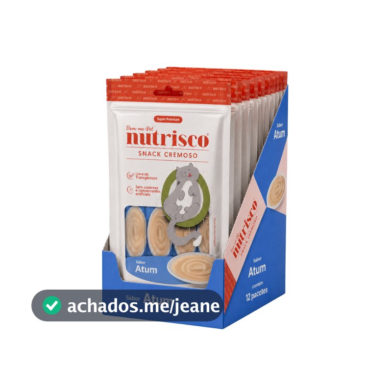 Caixa de Petisco para Gatos Snack Cremoso Nutrisco Sabor Atum - 48 sachês