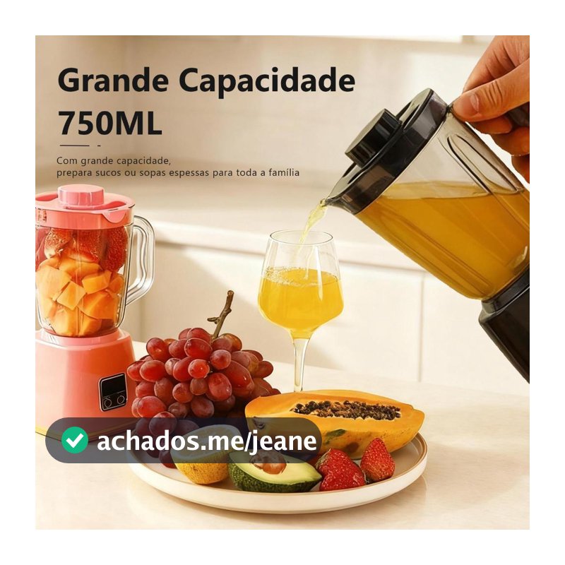 Liquidificador Portátil 750ml – 10 Lâminas Turbo, Recarregável USB com Segurança Inteligente top