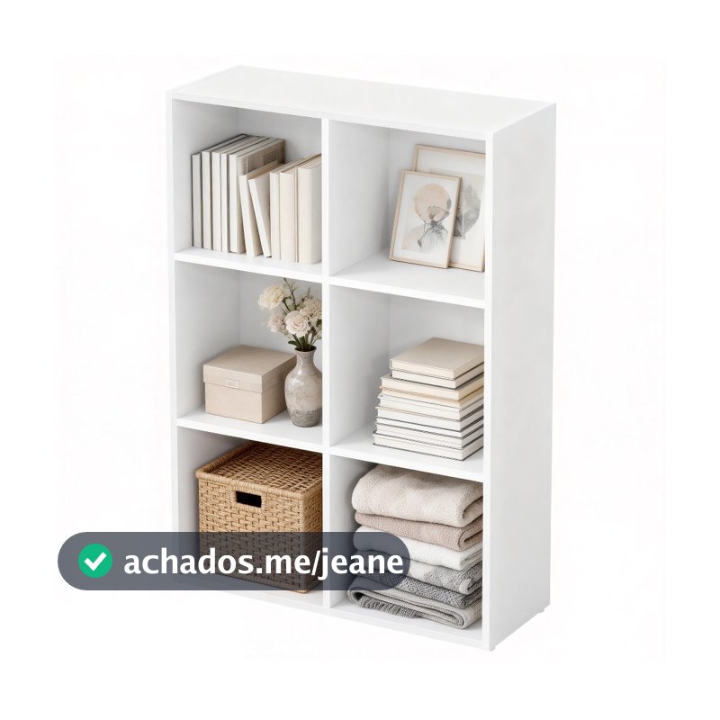 SONGMICS Estante de armazenamento com 6 nichos, prateleira organizadora, para sala de estar, escritório, Branco