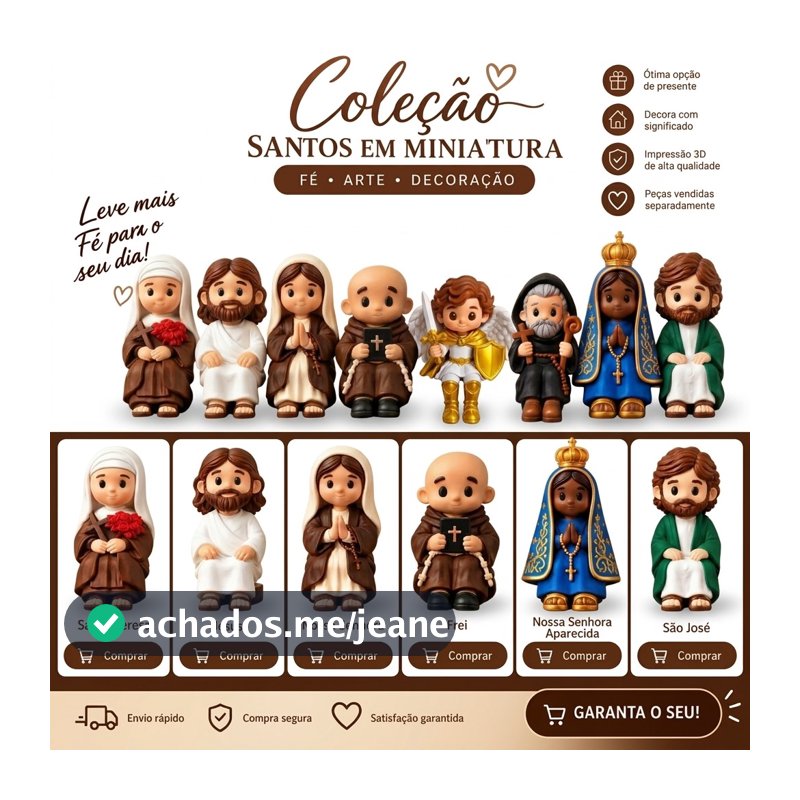 Santos em Miniatura Bonequinhos Religiosos Decorativos para Casa, Fé e Devoção