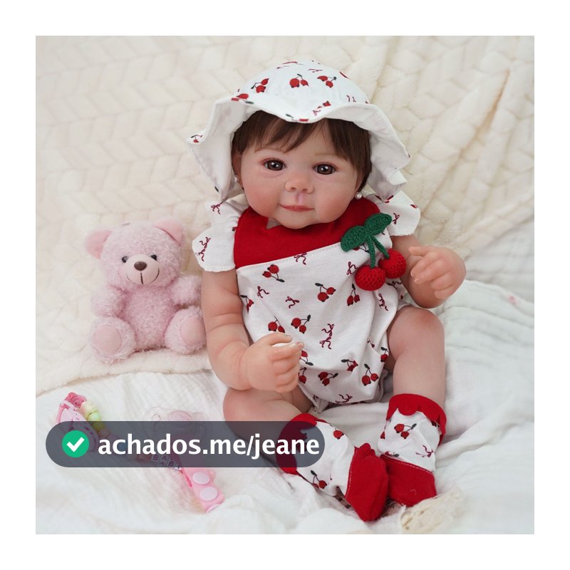 Bebê Reborn Boneca Silicone Realista 48cm Menina Ohlo Castanho Pode dar Banho Para Presente