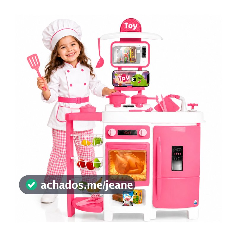Cozinha Infantil Grande Completa Com Geladeira Menina Sai Água de Verdade 92 Cm Brinquedo Interativo