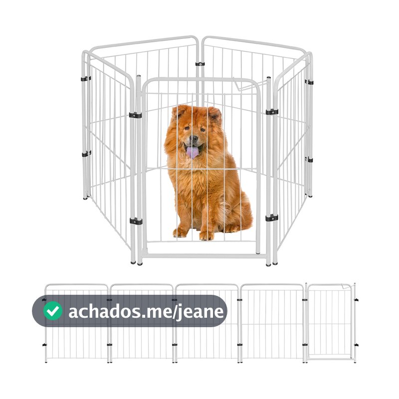 Cercado Para Cachorro 319x82 cm Com Portão Caes Cercadinho Pet Shop 4 Modulos
