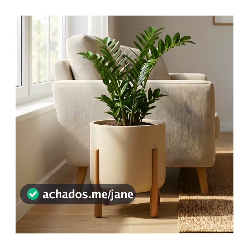 Vaso Para Plantas Polietileno Com Suporte De Madeira Decoração Sala 30x26