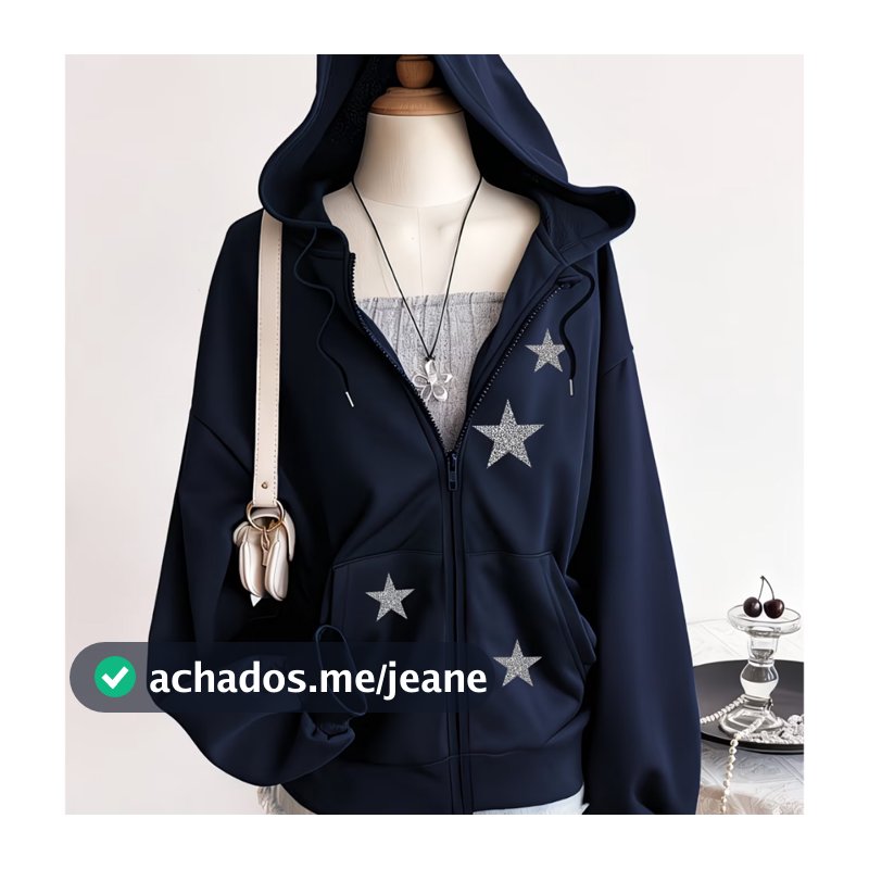 Moletom Ziper Moda Estrelas Flanelado Com Bolsos Aberto Estilo Promoção