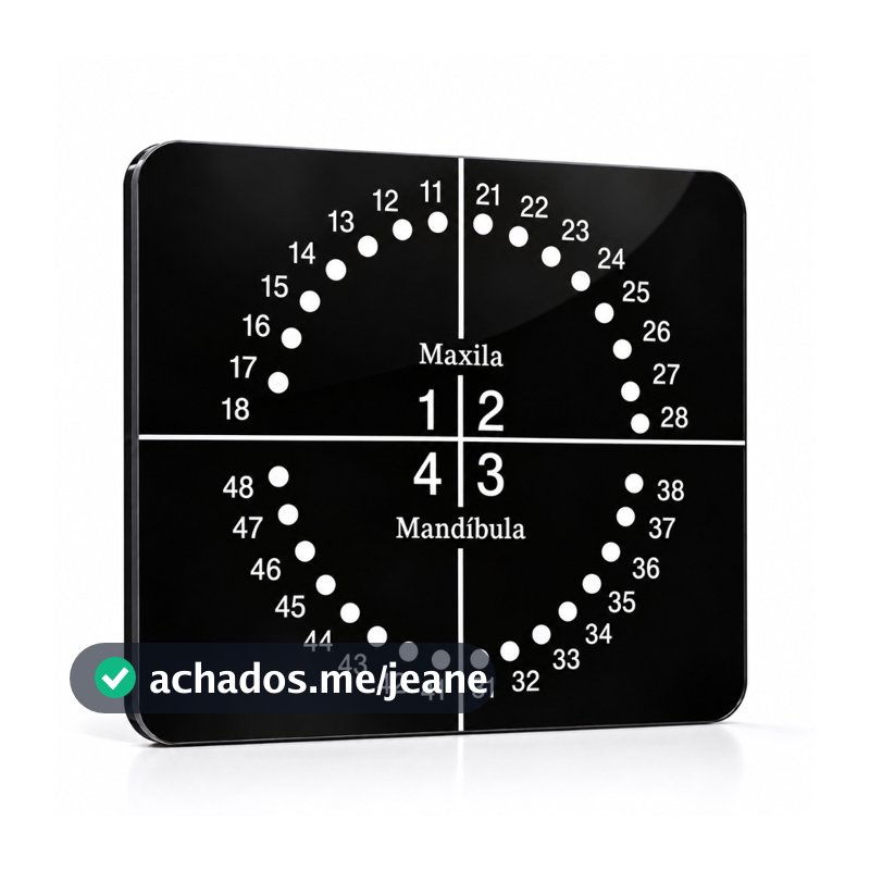 Placa Odontograma Guia Numeração Dental Odontológica Profissional Gabarito Isolamento Absoluto 3mm