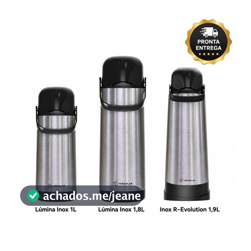 Garrafa Térmica Termolar Inox para casa, escritório 1 Litro 1,8L 1,9L com Bomba de Pressão | PRONTA ENTREGA