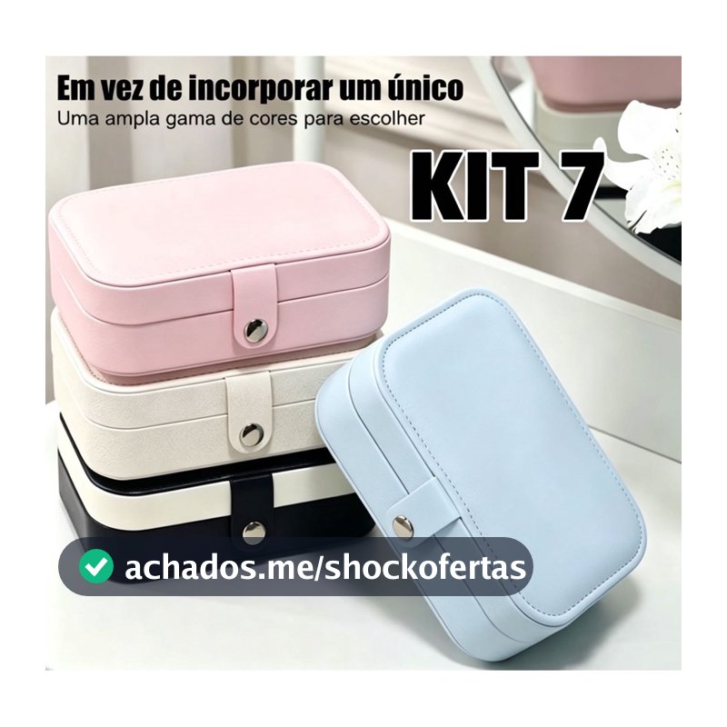 KIT 7 Estojo Porta Joia Duplo com 2 Repartimentos Organizador De Joias