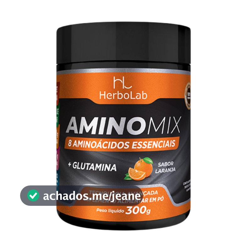 Aminoácidos Essenciais + Glutamina 300mg Sabor Laranja - Herbolab