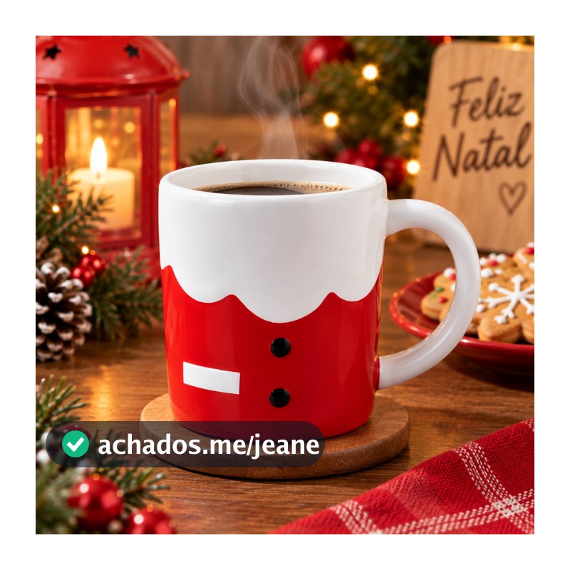 Caneca Natalina Papai Noel Vermelha 3d Cerâmica 330ml