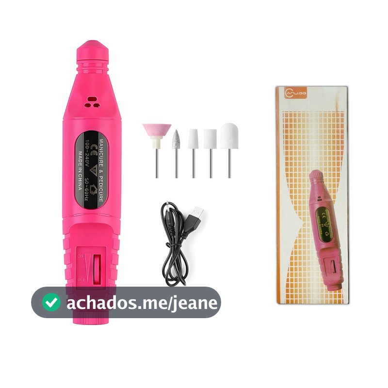 Kit Profissional de Lixadeira de Unhas Elétrica com Broca e Motor Bivolt para Manicure e Pedicure anjgg