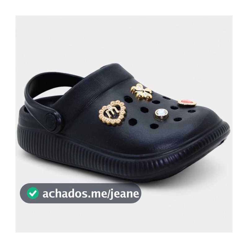 Babuche Infantil Molekinha Pins Menina - Preto