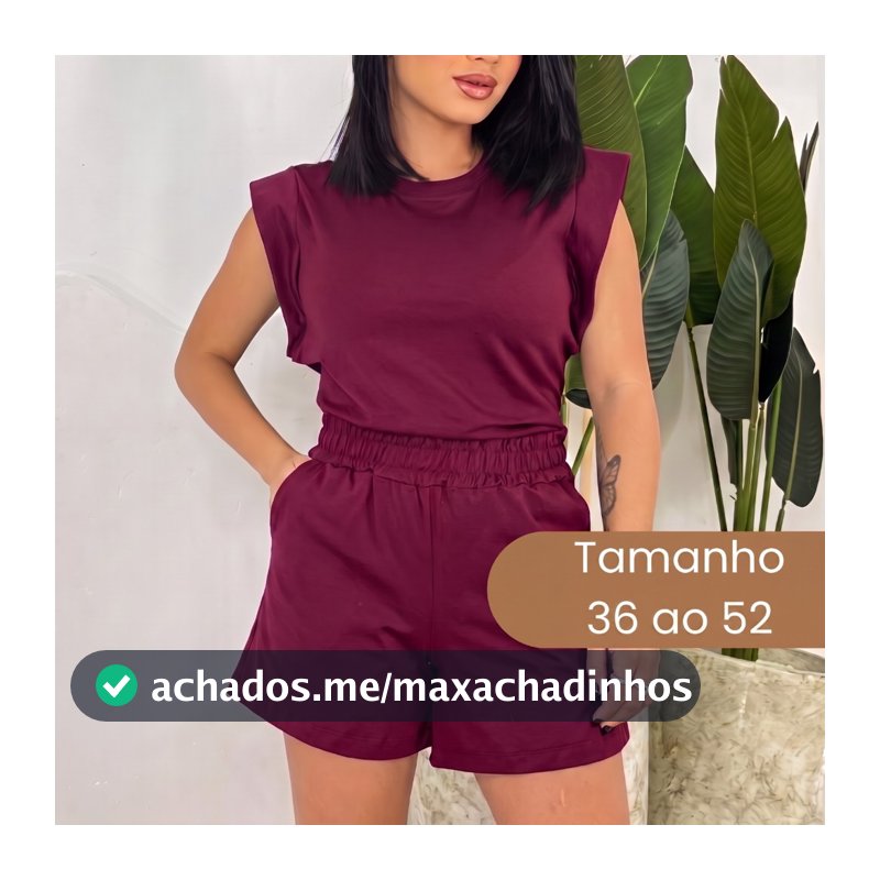 Conjunto Feminino Casual Blusa e Short Liso Algodão Premium