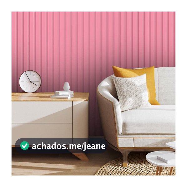 Papel de Parede Ripado Rosa Adesivo Ripado Rosa 3D 3 METROS x 40CM Adesivo Autocolante Lavável