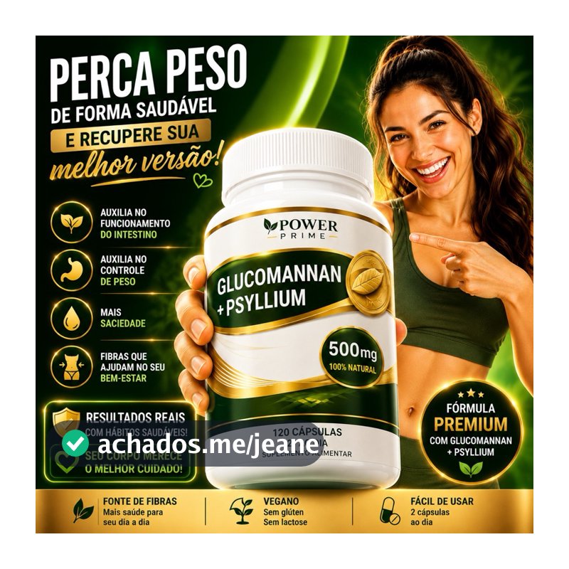 Glucomannam + Psyllium 120 Cápsulas 500mg
