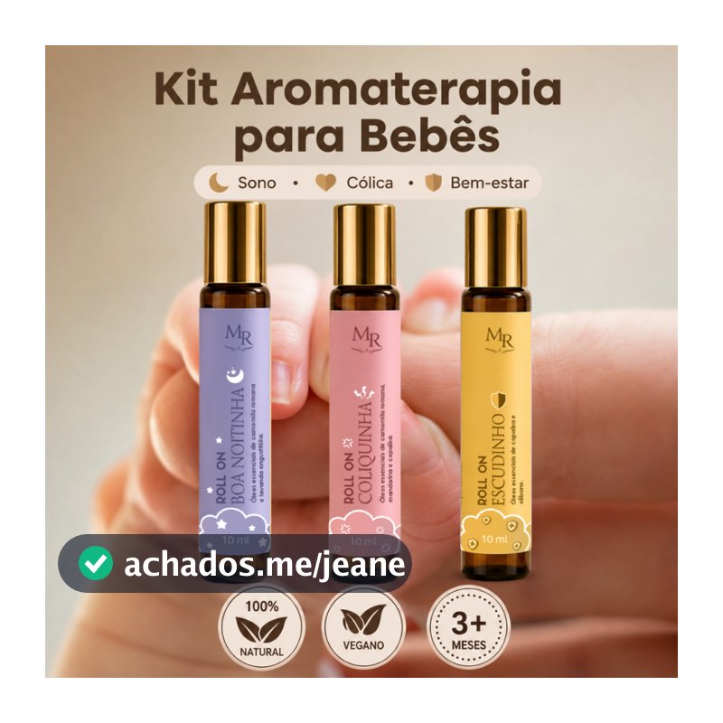 Kit Baby Aromaterapia Bebê 3 Roll-ons 10ml | Sono, Cólica e Proteção Natural